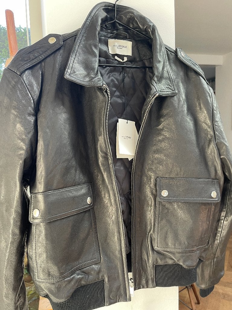 Isabel Marant leren jas Cadell_ – nieuw – maat 42 FR, Kleding | Dames, Zwart, Maat 42/44 (L), Nieuw, Ophalen