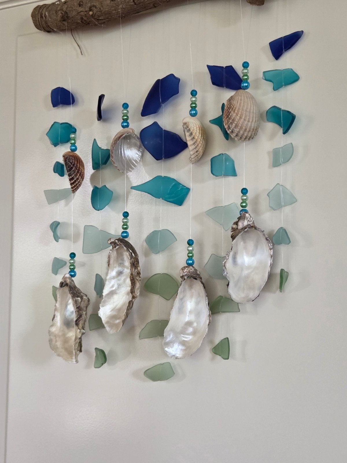 mobiel met zeeglas en oesterschelpen, Ophalen of Verzenden, Nieuw, Glas