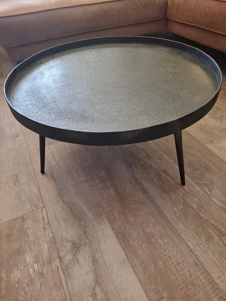 Zwart vintage ijzeren salon tafel, 50 tot 100 cm, Rond, Minder dan 50 cm, 50 tot 100 cm