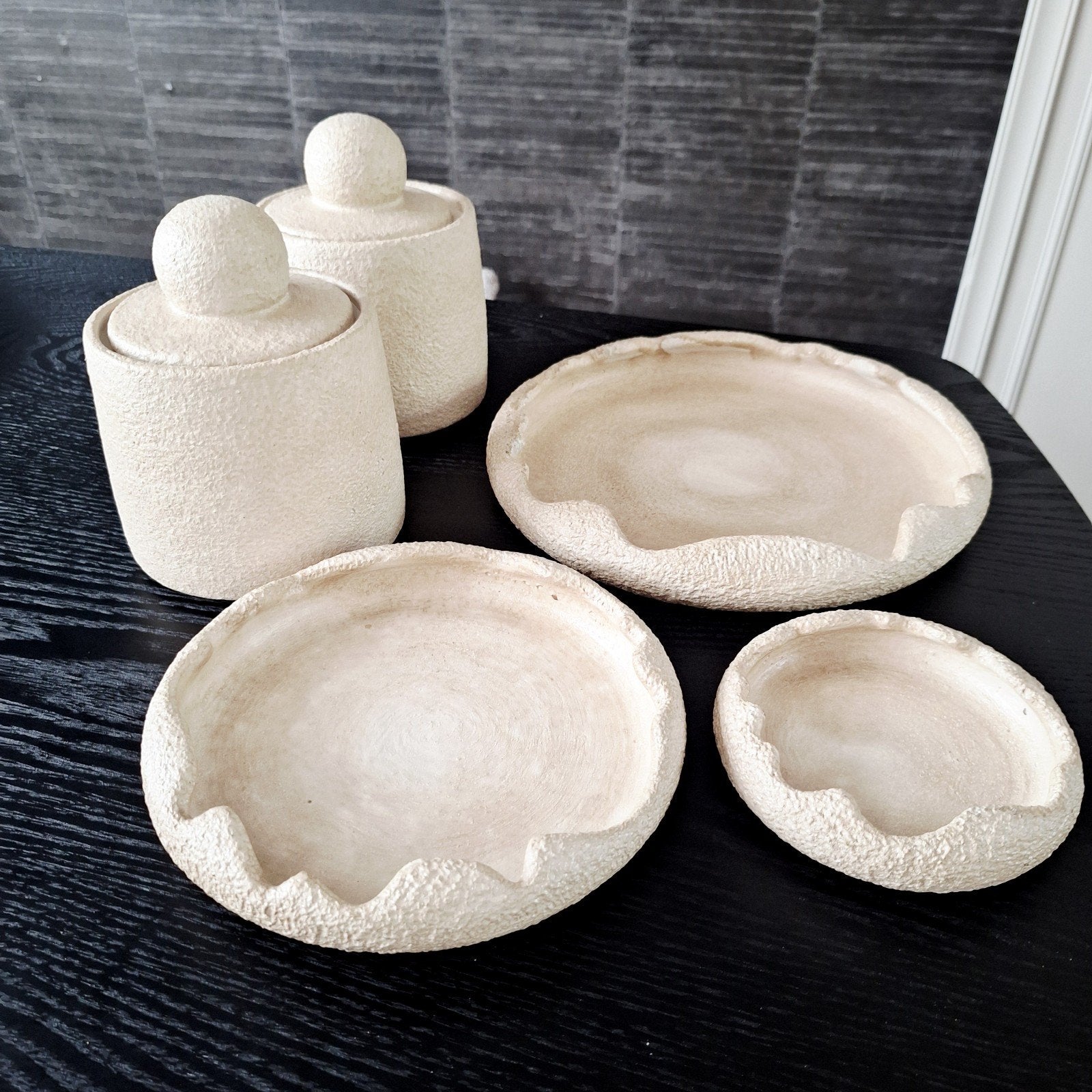 Gave set ruwe raw stenen trays dienbladen, Huis en Inrichting, Woonaccessoires | Dienbladen, Rond, Nieuw, Ophalen of Verzenden