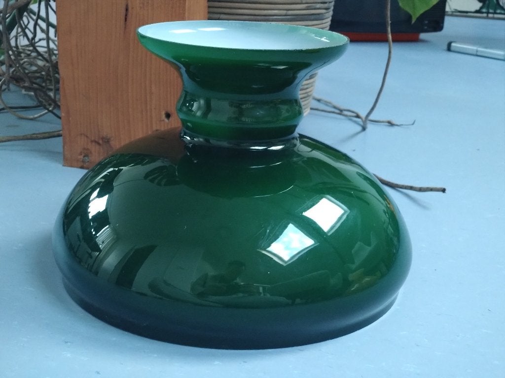 Vintage lampenkap groen glas 28x20cm, 20 cm, Rond, Ophalen of Verzenden, Zo goed als nieuw