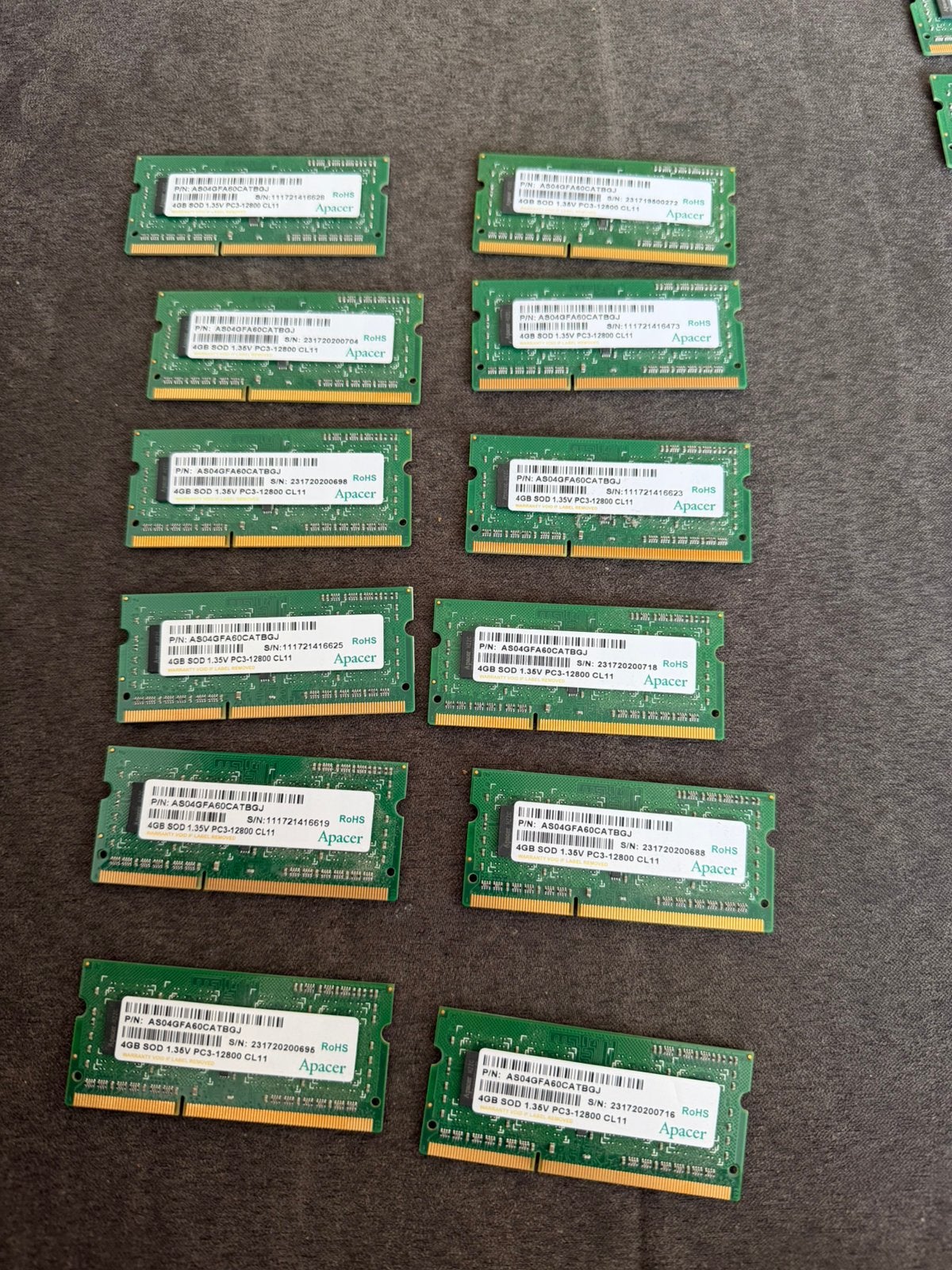 12 x Apacer 4GB Ram laptop, Computers en Software, Ophalen, Zo goed als nieuw, Overige soorten, Laptop