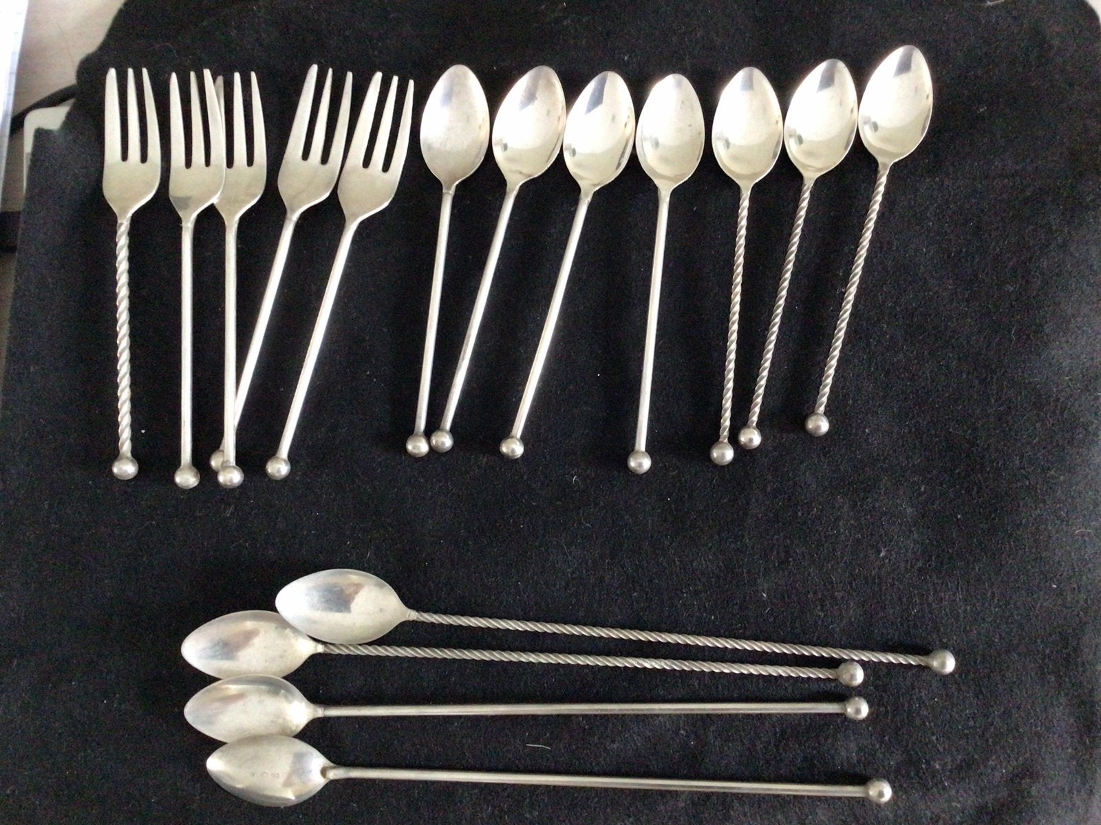 Set van 17 verzilverde cocktailvorkjes en lepels, Antiek en Kunst, Ophalen of Verzenden