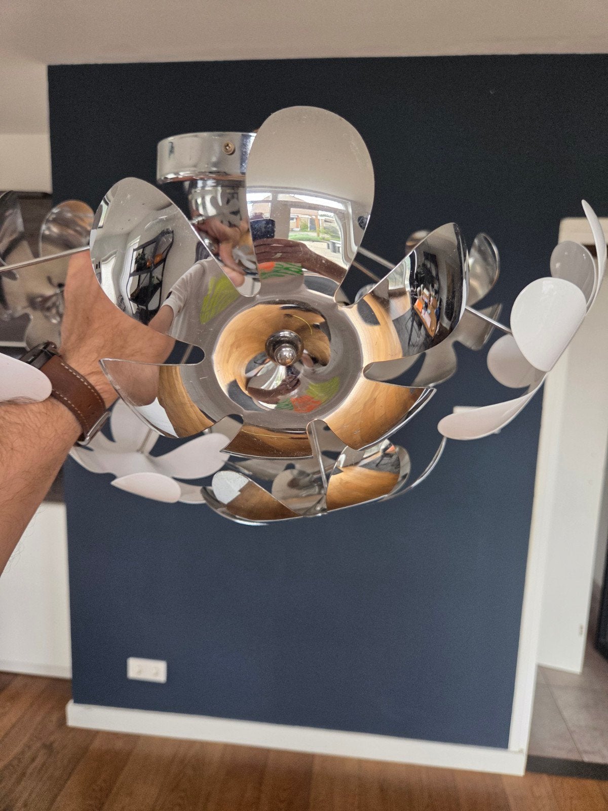 Moderne plafondlamp met bloemmotief, Ophalen, Minder dan 50 cm, Zo goed als nieuw, Modern, Bloemmotief