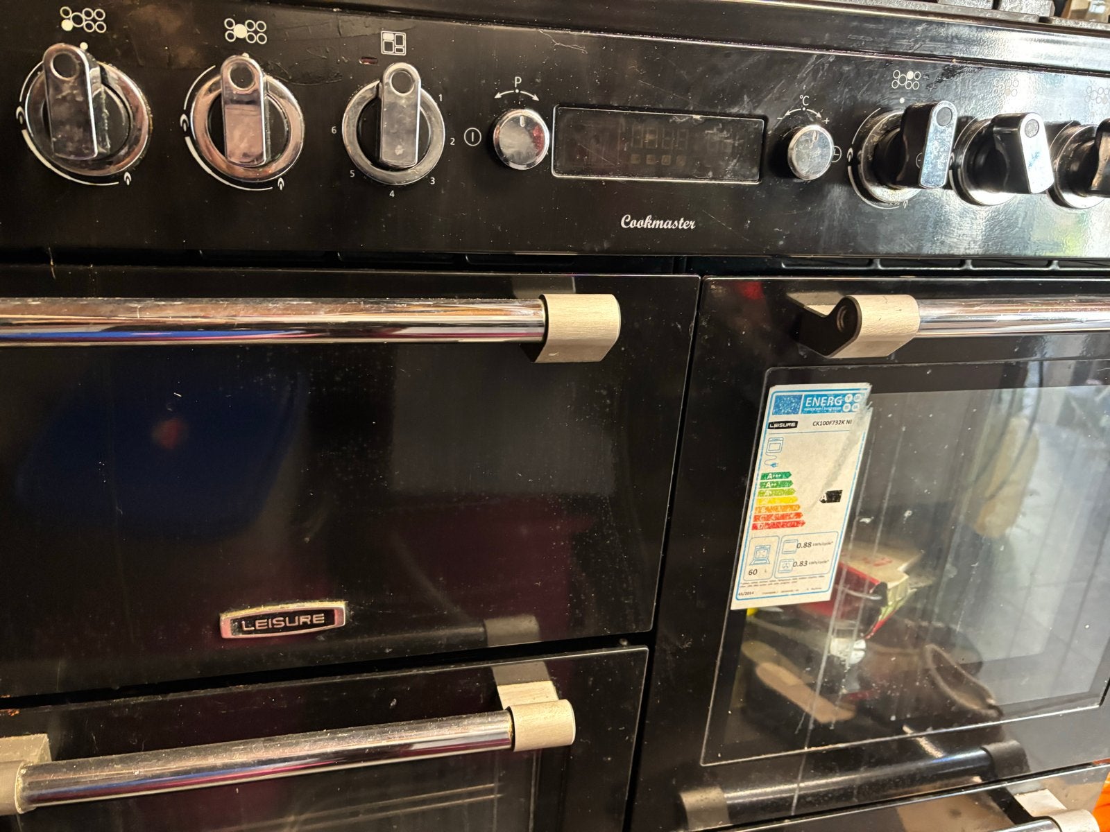 Leisure Cookmaster Fornuis - Zwart, Gas, 5 Kookzones, Witgoed en Apparatuur, Gebruikt, 60 cm of meer, Grill, Ophalen of Verzenden