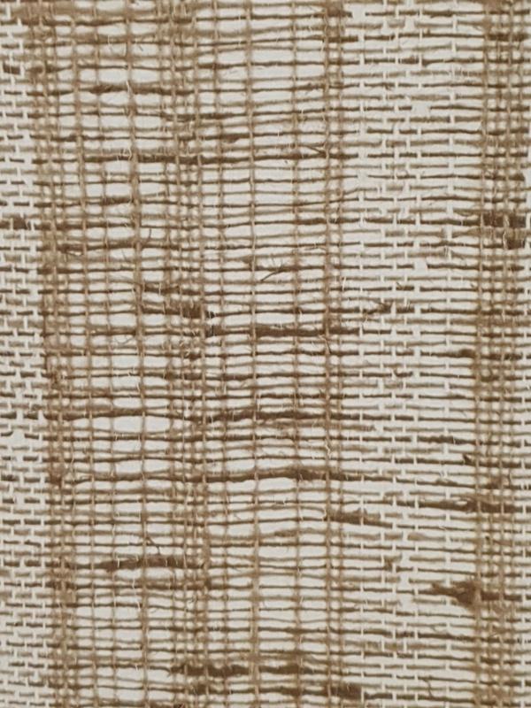 5617 vintage jutelook behang geweven bruin wit dessin swiet, Verzenden, Minder dan 10 m², Wit