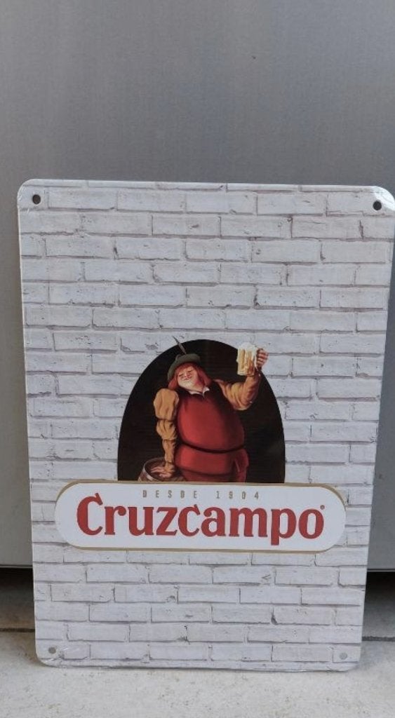 Metalen reclamebord Cruzcampo, Ophalen of Verzenden, Nieuw, Reclamebord, Plaat of Schild, Overige merken