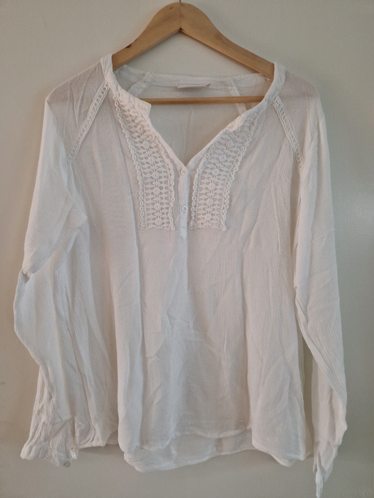 Kaffe Linda Blouse - Witte Viscose Blouse met Kant, Maat 38/40 (M), Kaffe, Wit, Ophalen of Verzenden