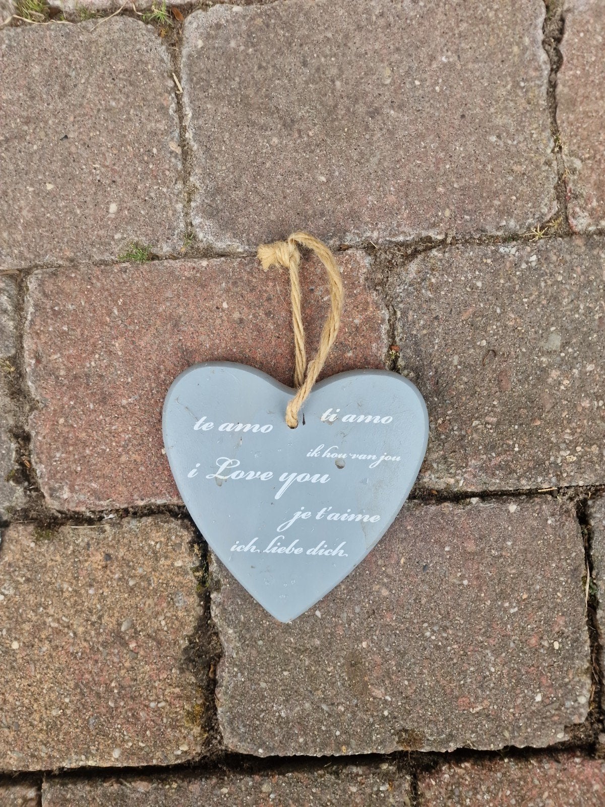 Ik houd van jou bordje van hout. Gratis af te halen., Huis en Inrichting, Ophalen, Zo goed als nieuw, Geschikt voor buiten, Hout