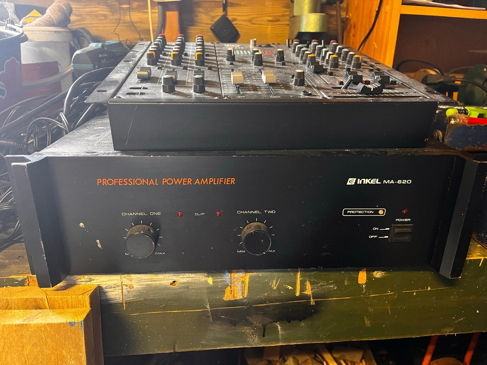 Inkel MA-620 Versterker met mengpaneel en 2 boxen, Gebruikt, 120 watt of meer, Stereo, Ophalen