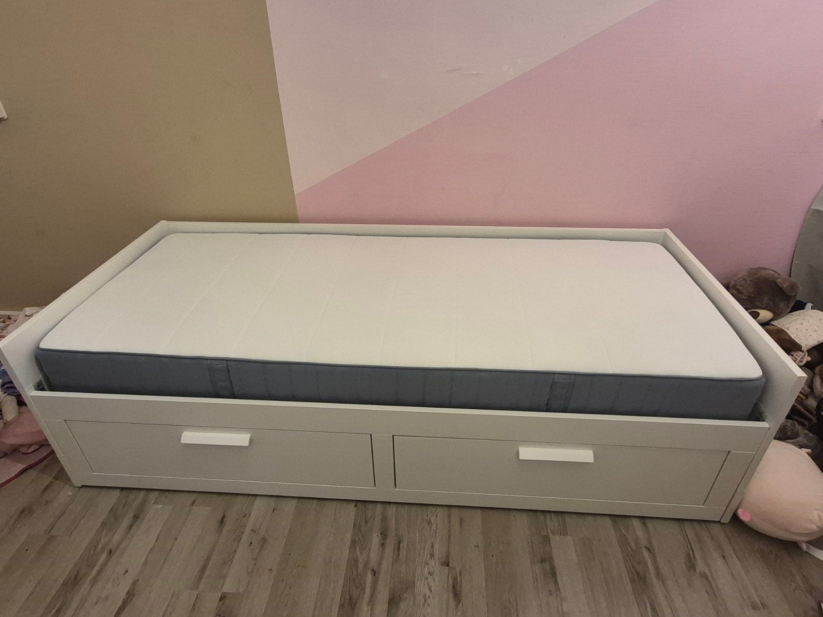 Brimnes bed, Ophalen, Wit, Tweepersoons, 80 cm