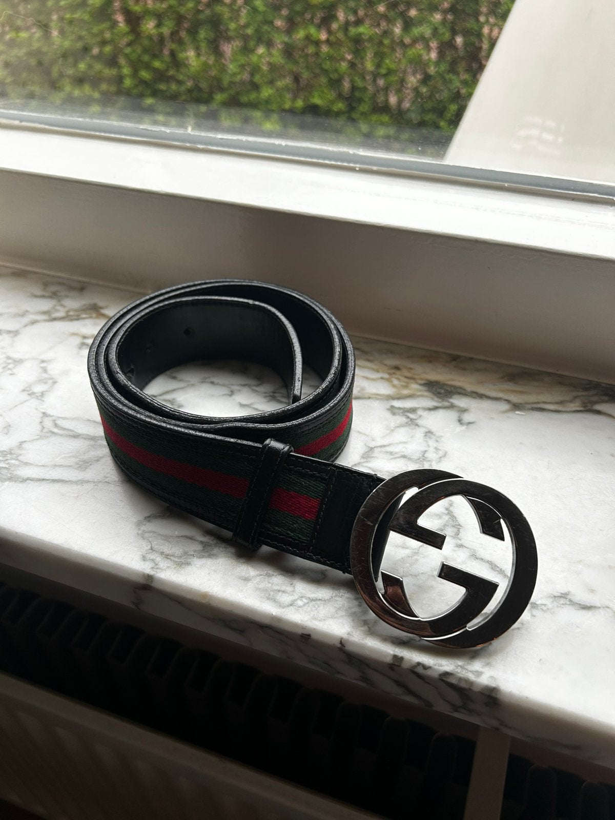 Gucci Interlocking G Belt - Web 95 - Modelnummer : 114984, Kleding | Heren, Riemen en Ceinturen, Ophalen of Verzenden, Gedragen