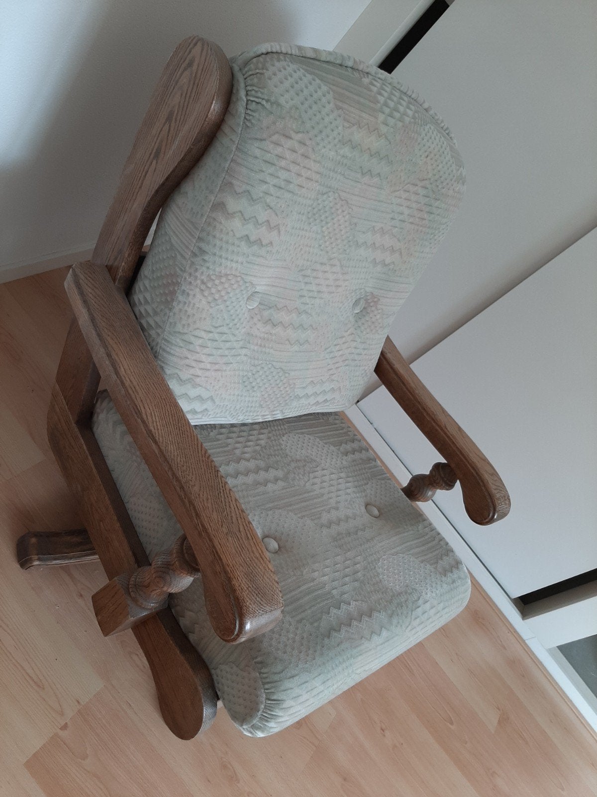 Vintage Eikenhouten Draaibare Fauteuil met Armleuningen, Ophalen