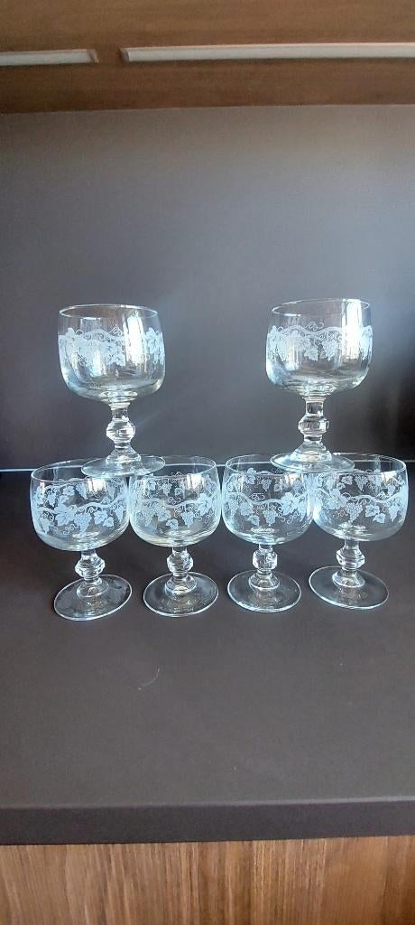 6 Vintage Duitse moezel wijn glazen 11.5 cm, Glas of Glazen, Eu, Eu, Ophalen of Verzenden