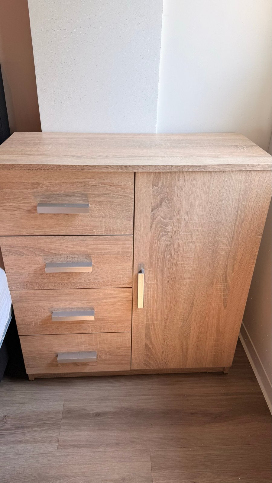 Stevige houten ladekast met deur (78x35x88cm), Huis en Inrichting, Kasten | Dressoirs, Gebruikt, Met lade(s), 25 tot 50 cm, Overige houtsoorten