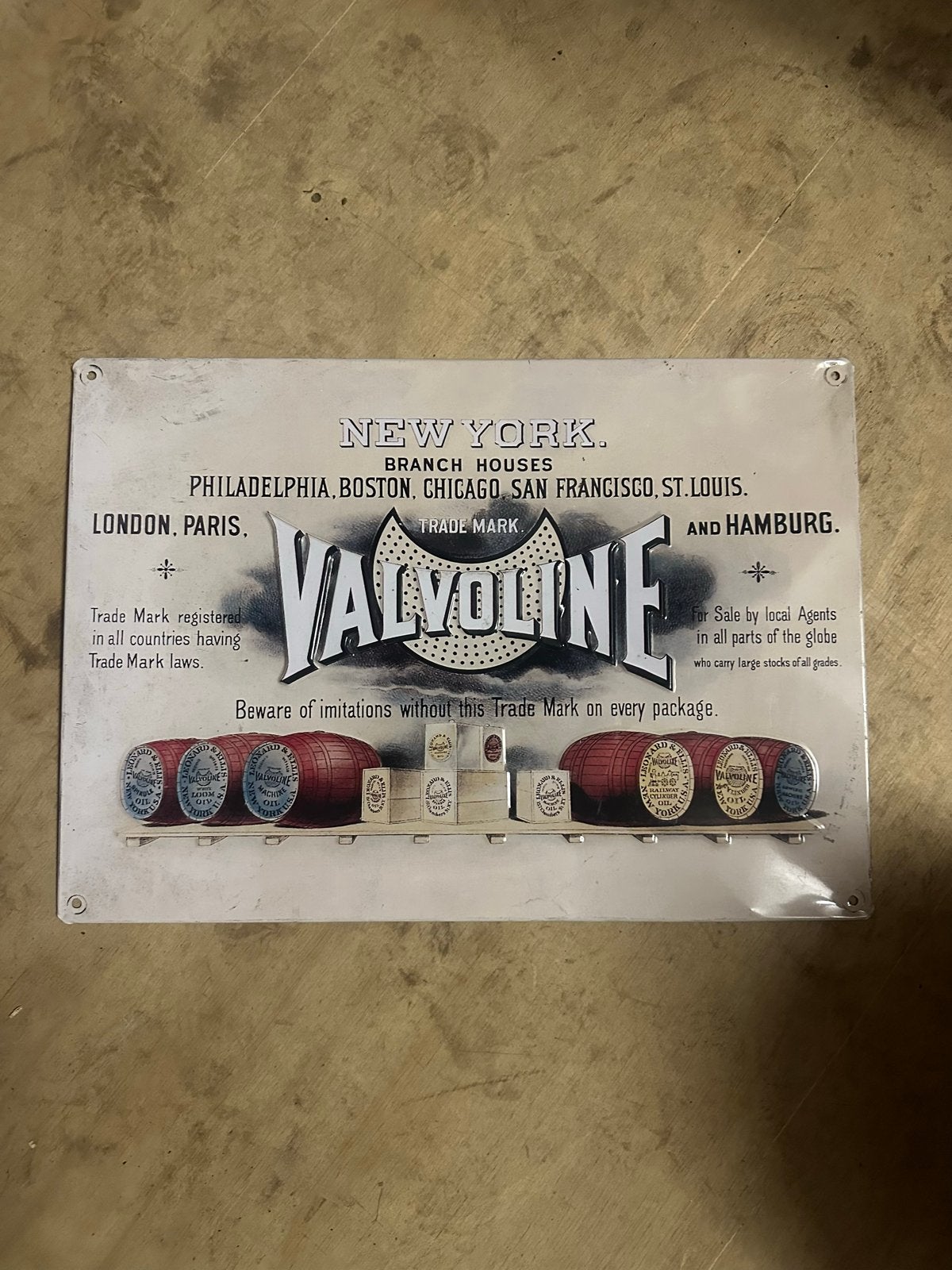 Set van 6 vintage reclameborden - Valvoline, Texaco, Mopar, Ophalen of Verzenden