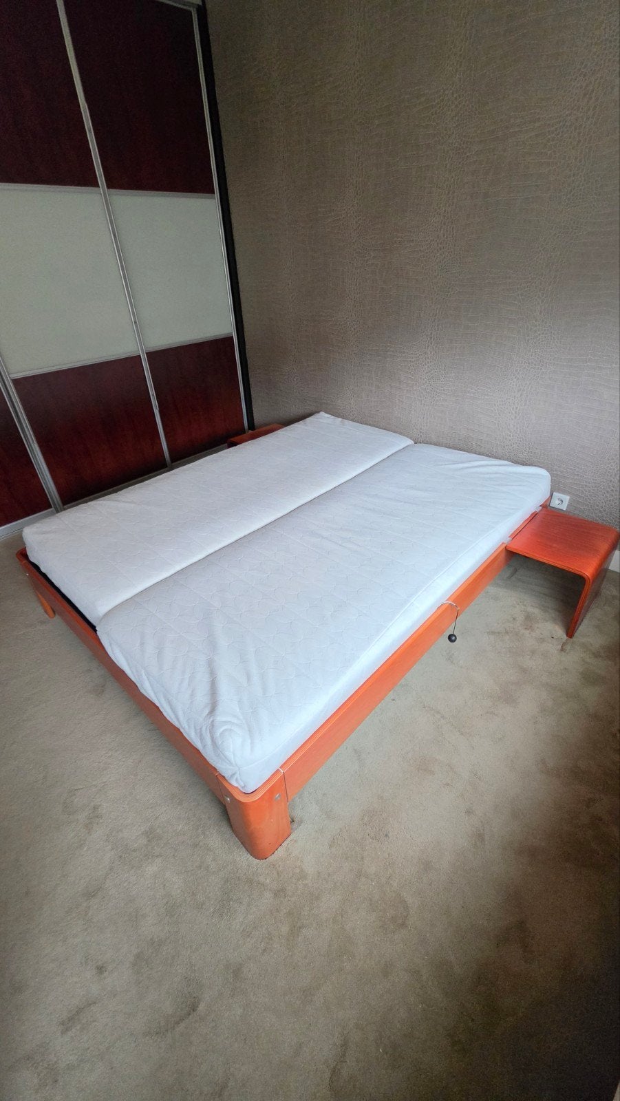 Auping bed 160x200, Ophalen, Gebruikt, Bruin, Tweepersoons