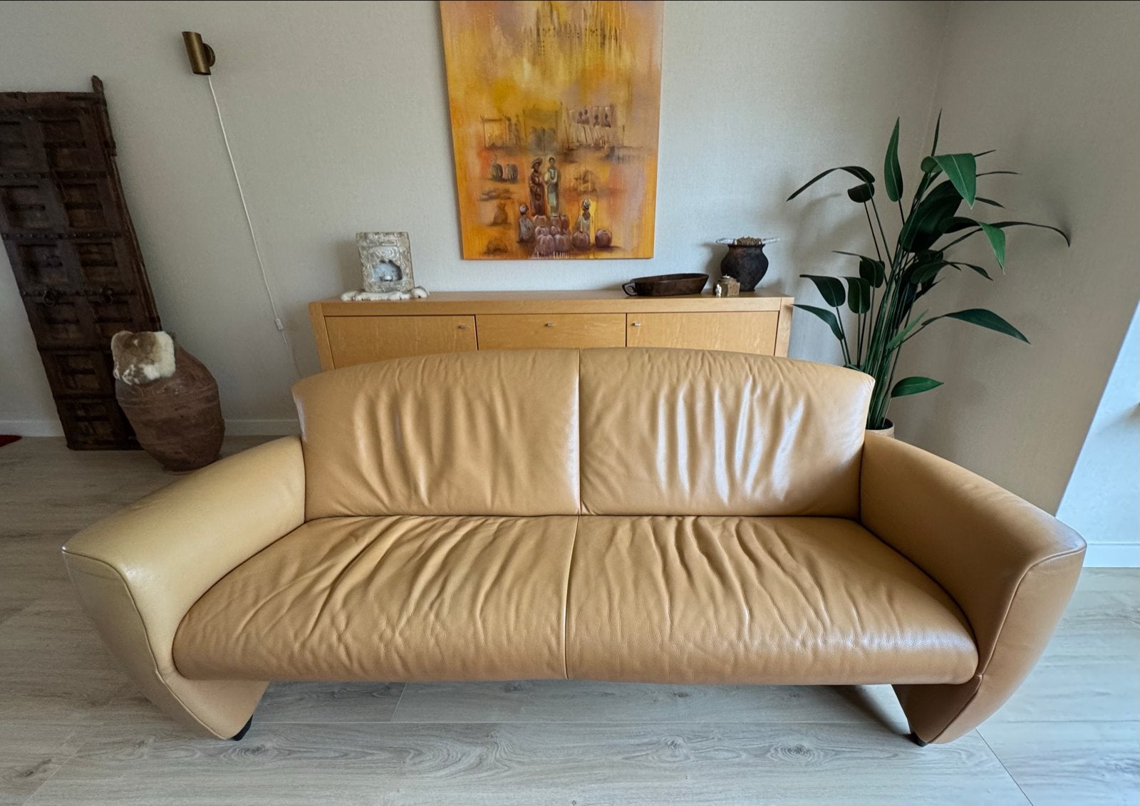 Jori 3-zits bank van super dik en goed leder, Ophalen, Gebruikt, 150 tot 200 cm, Driepersoons