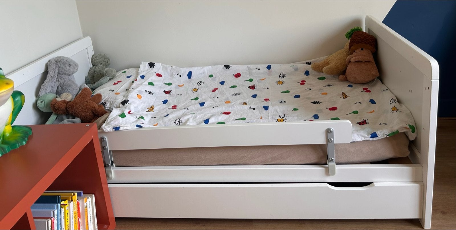 Meegroeibed Petite Amélie “evolutif” met lade en matras, Ophalen, Gebruikt, 70 tot 85 cm, Lattenbodem