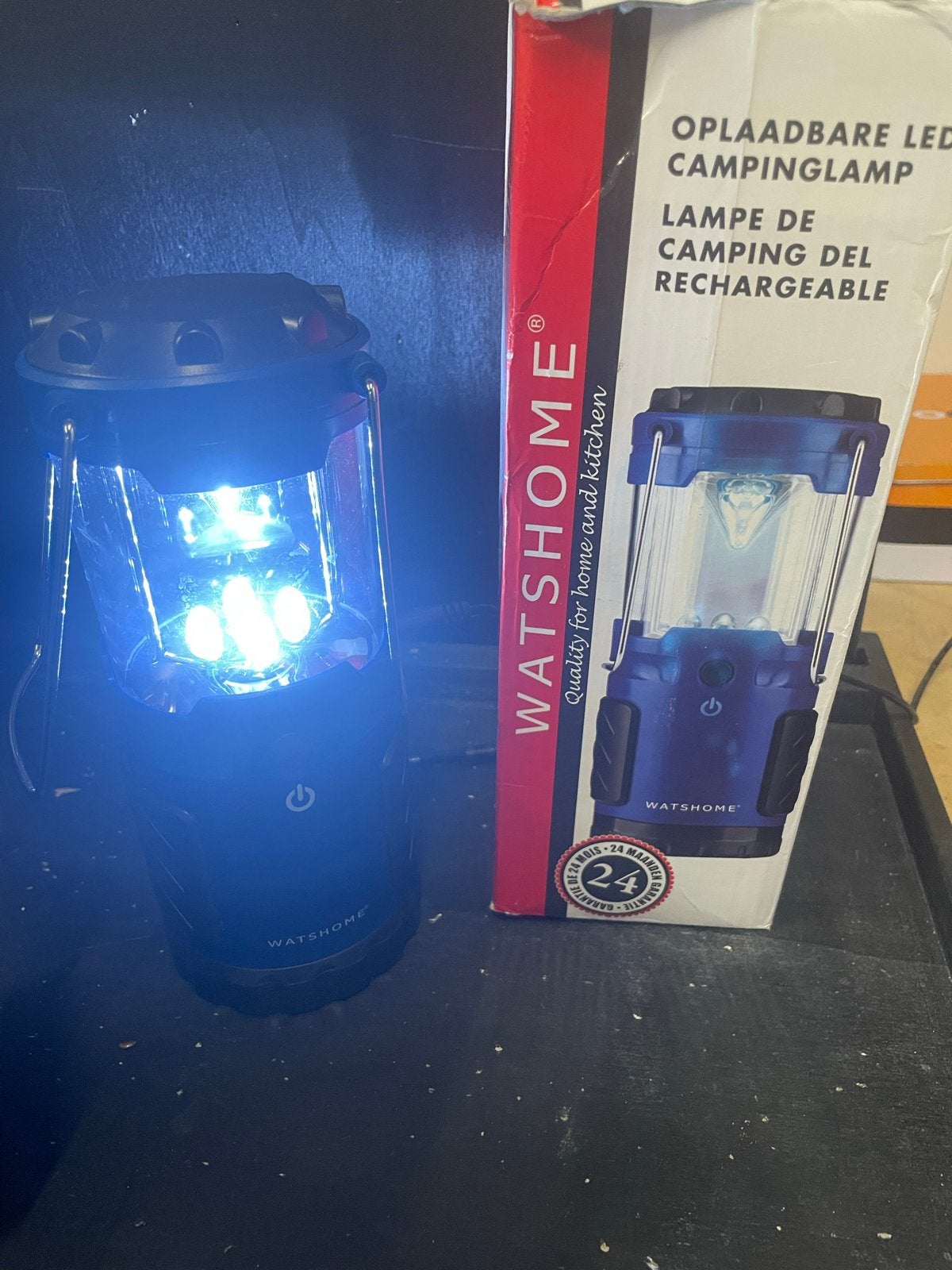 Oplaadbare LED Campinglamp - WatsHome, Ophalen of Verzenden, Zo goed als nieuw, Accu