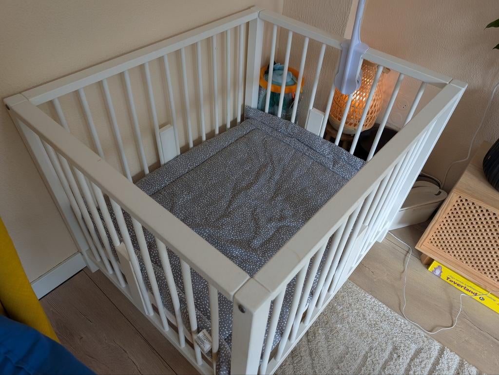 Witte box 96x81 cm met matrasje en boxkleed, Kinderen en Baby's, Boxen, Ophalen, Gebruikt, Boxkleed
