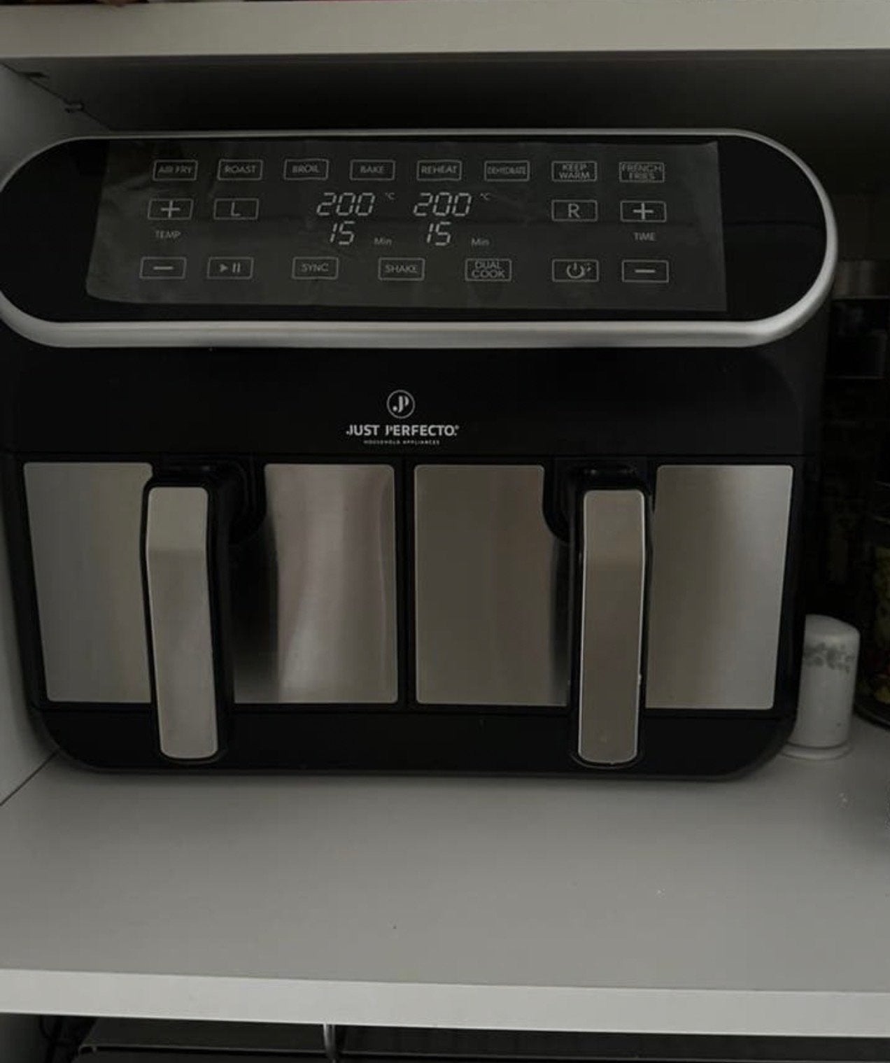 Just Perfecto Dual Airfryer - Zo goed als nieuw, Ophalen, Zo goed als nieuw, Airfryer XXL, 1500 gram of meer