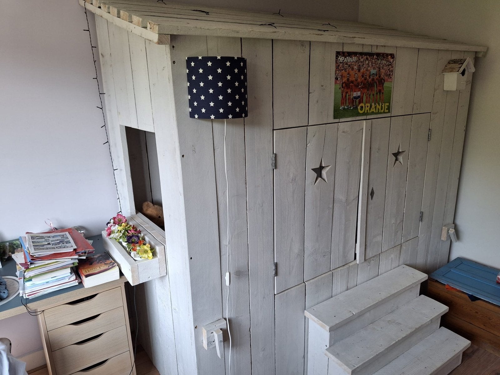 Mooi kinderbed (huisbed) - met of zonder matras, Ophalen, Gebruikt, 100 cm of meer, Matras