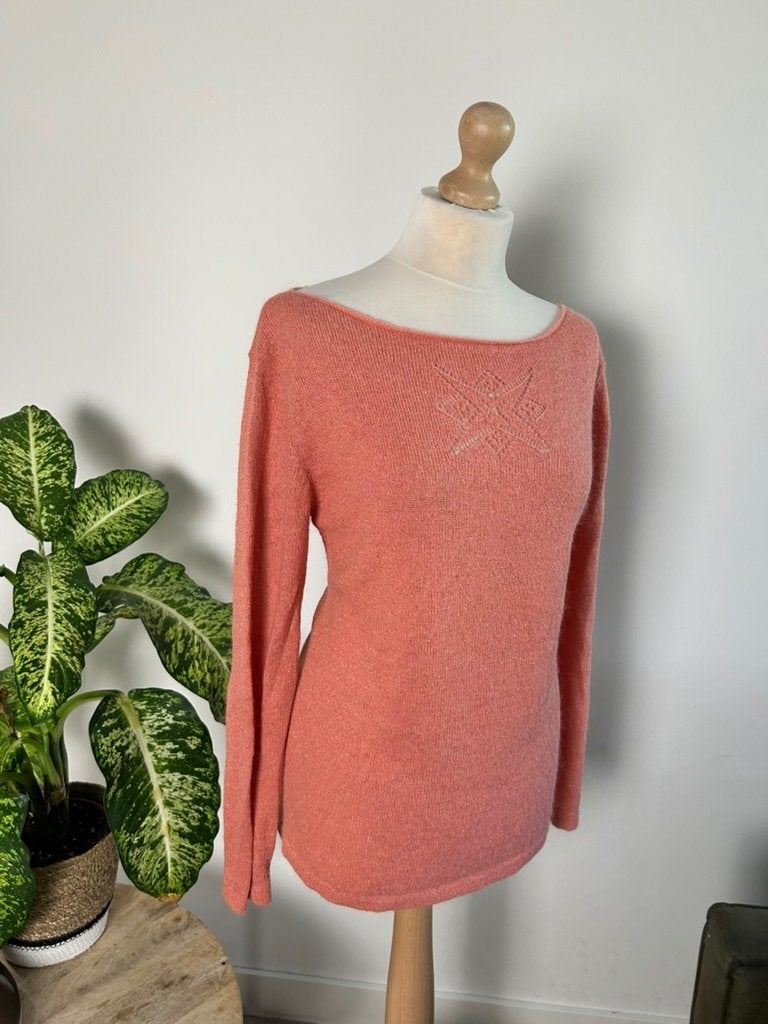 King Louie maat L mooie warme zalmroze glitter trui 3505, Kleding | Dames, Maat 42/44 (L), Ophalen of Verzenden, Zo goed als nieuw