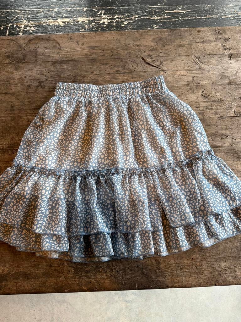 By Clara Paris rokje met ruches en print, Kleding | Dames, Rokken, Blauw, Ophalen of Verzenden, Zo goed als nieuw, Maat 36 (S)