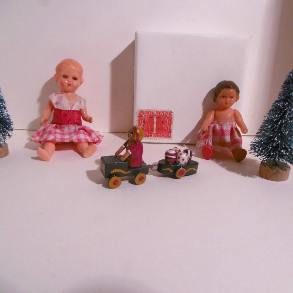 oud houten speelgoed auto kerst ballen poppenhuis pop, Verzenden, Poppenhuis