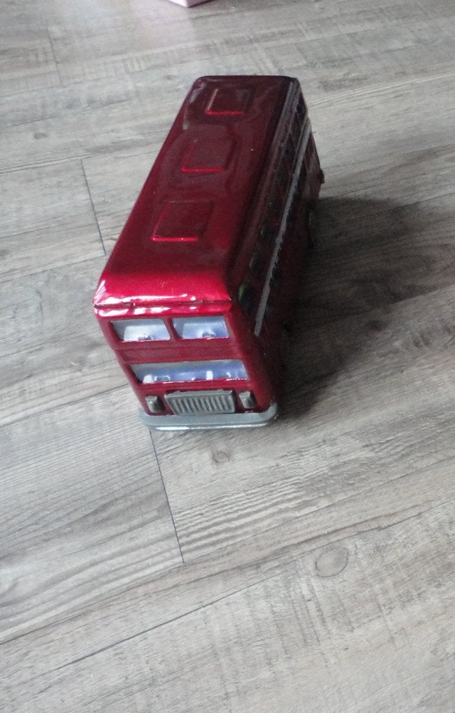 GROTE RODE BUS VAN BLIK JARE 90 /1;18//      BLIKKEN AUTO S, Verzamelen, Ophalen of Verzenden, Gebruikt