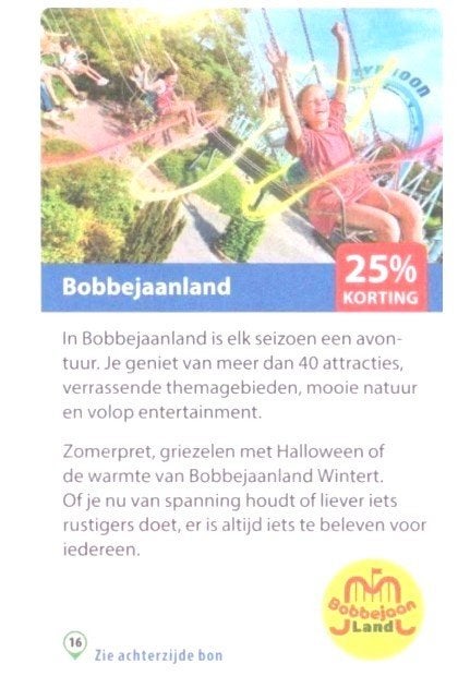 Bobbejaanland 25% korting, Drie personen of meer, Kortingskaart