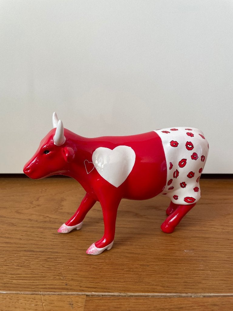 CowParade Moocho Amor (2002) - miniatuur 2007 - met doos, Antiek en Kunst, Meerkleurig, Ophalen of Verzenden, 12 cm, Pop/figuur