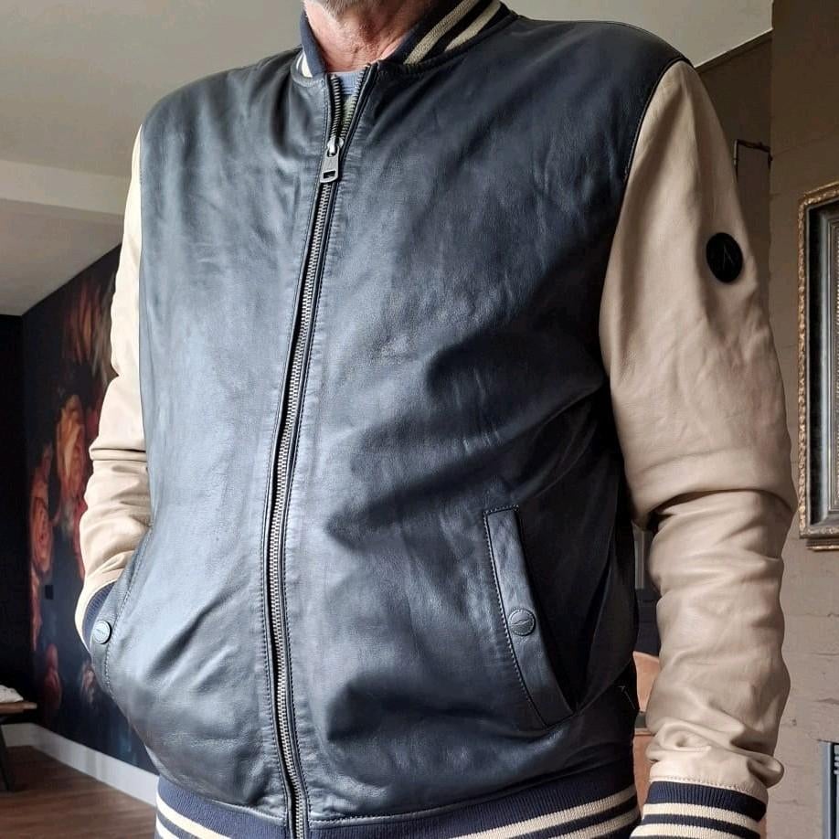 Stoer herenjack , echt leer, Maat 52/54 (L), Zwart, Ophalen of Verzenden, Zo goed als nieuw