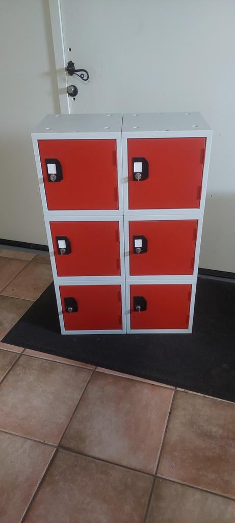 Metalen Lockerkast met 6 Vakken - Rood/grijs, Ophalen, Gebruikt, Modern industrieel