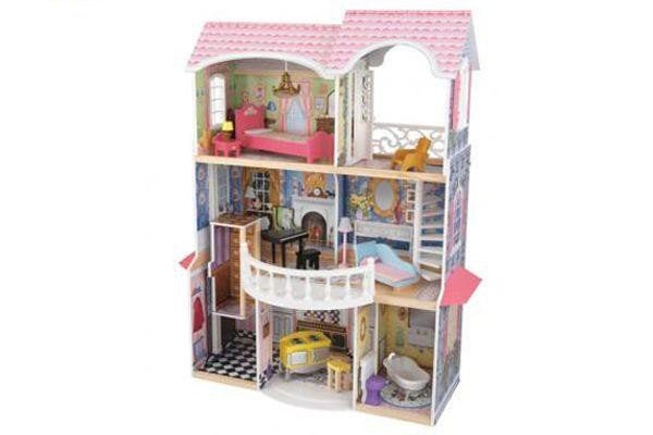 Magnolia houten poppenvilla / Barbie Villa van Kidkraft, Ophalen, Zo goed als nieuw, Poppenhuis