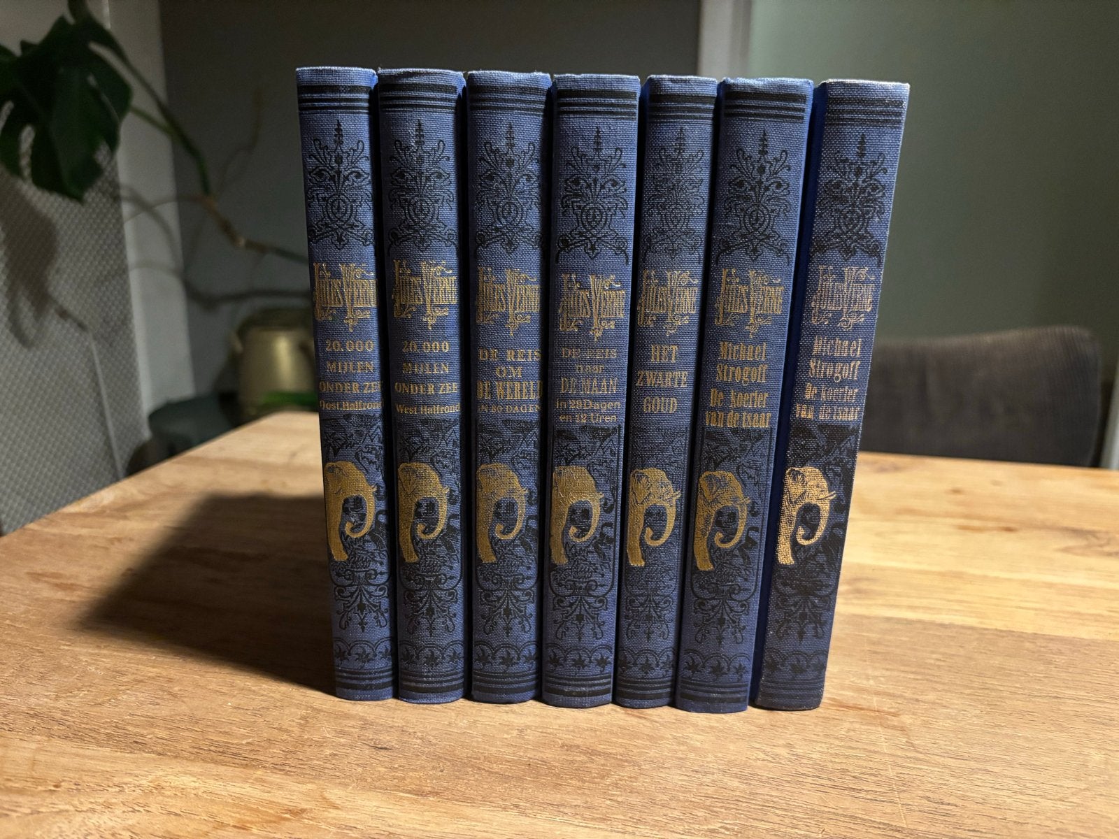 Jules Verne Wonderreizen "blauwe bandjes" met gouden opdruk, Boeken, Ophalen of Verzenden, Zo goed als nieuw, Nederland