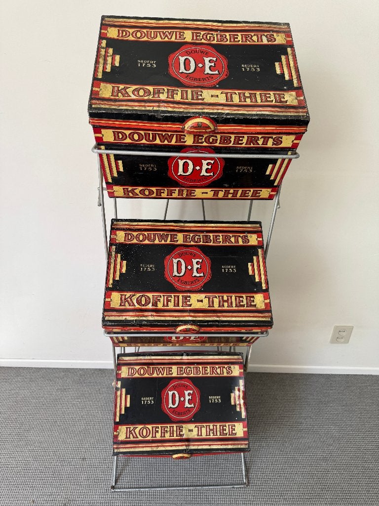 Douwe Egberts Winkelrek met drie blikken, Ophalen of Verzenden, Gebruikt, Koffie, Douwe Egberts