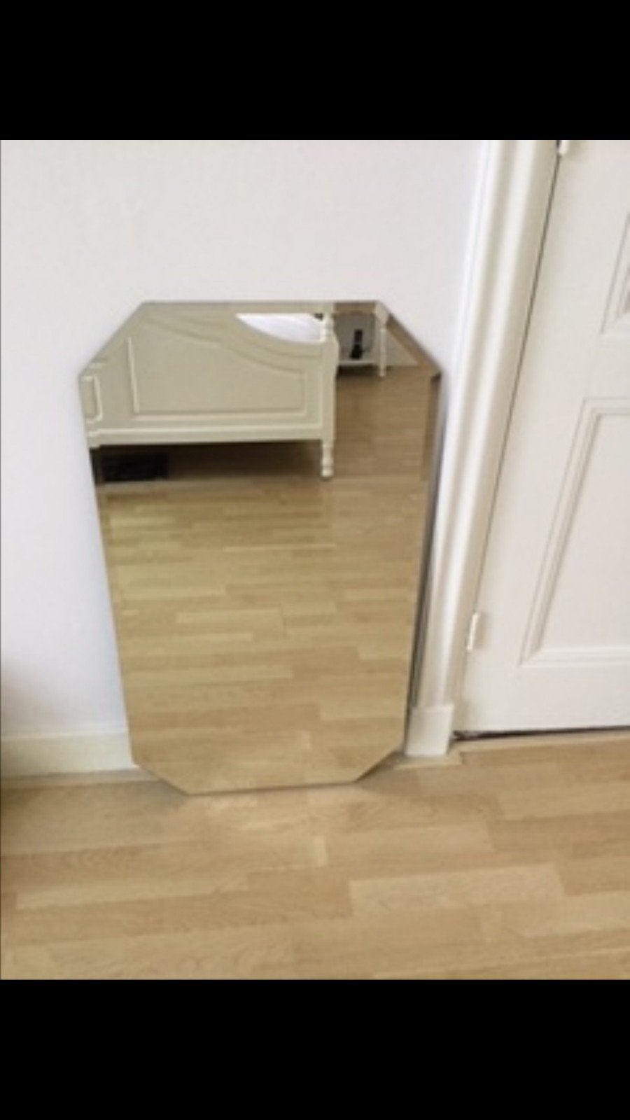 Grote, 8-hoekige spiegel met geslepen facetrand 90x50cm, Huis en Inrichting, Ophalen, Rechthoekig, Minder dan 100 cm