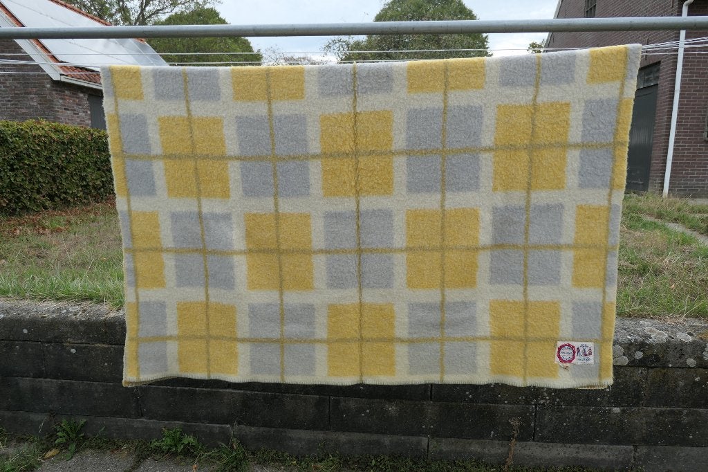 Vintage van Wijk Leiden wollen deken 100% zuiver scheerwol, Huis en Inrichting, Slaapkamer | Beddengoed, Eenpersoons, Verzenden