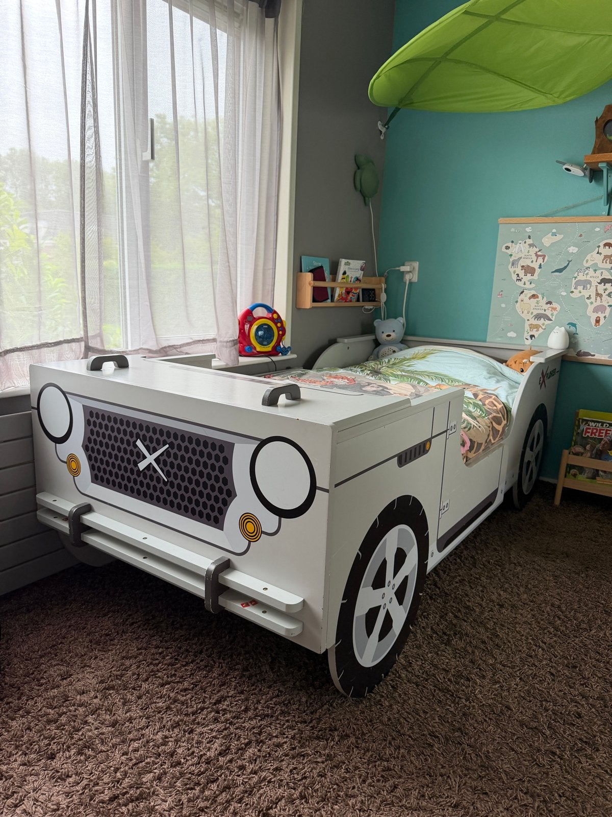 Stoer safari jongensbed 90x200 met lattenbodem, Ophalen, Gebruikt, 90 cm, Eenpersoons