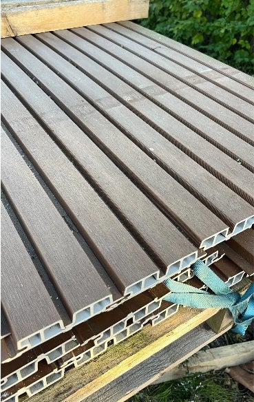 Schutting/gevel dubbel-profiel composiet, Tuin en Terras, Kunststof, Minder dan 3 meter, Nieuw, Ophalen of Verzenden