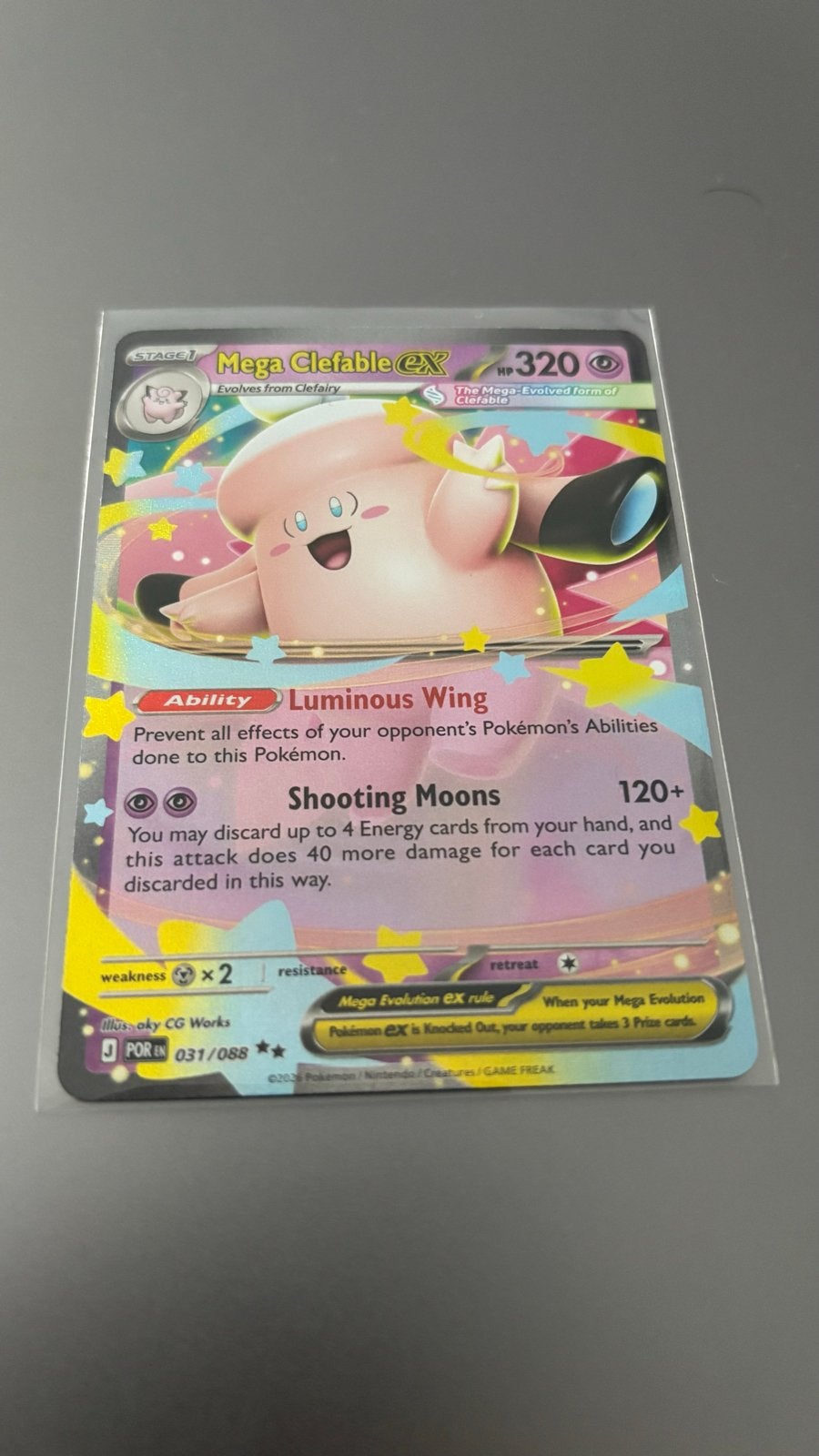 Mega Clefable EX 031/088 - Pokémon Kaart, Ophalen of Verzenden, Zo goed als nieuw, Losse kaart