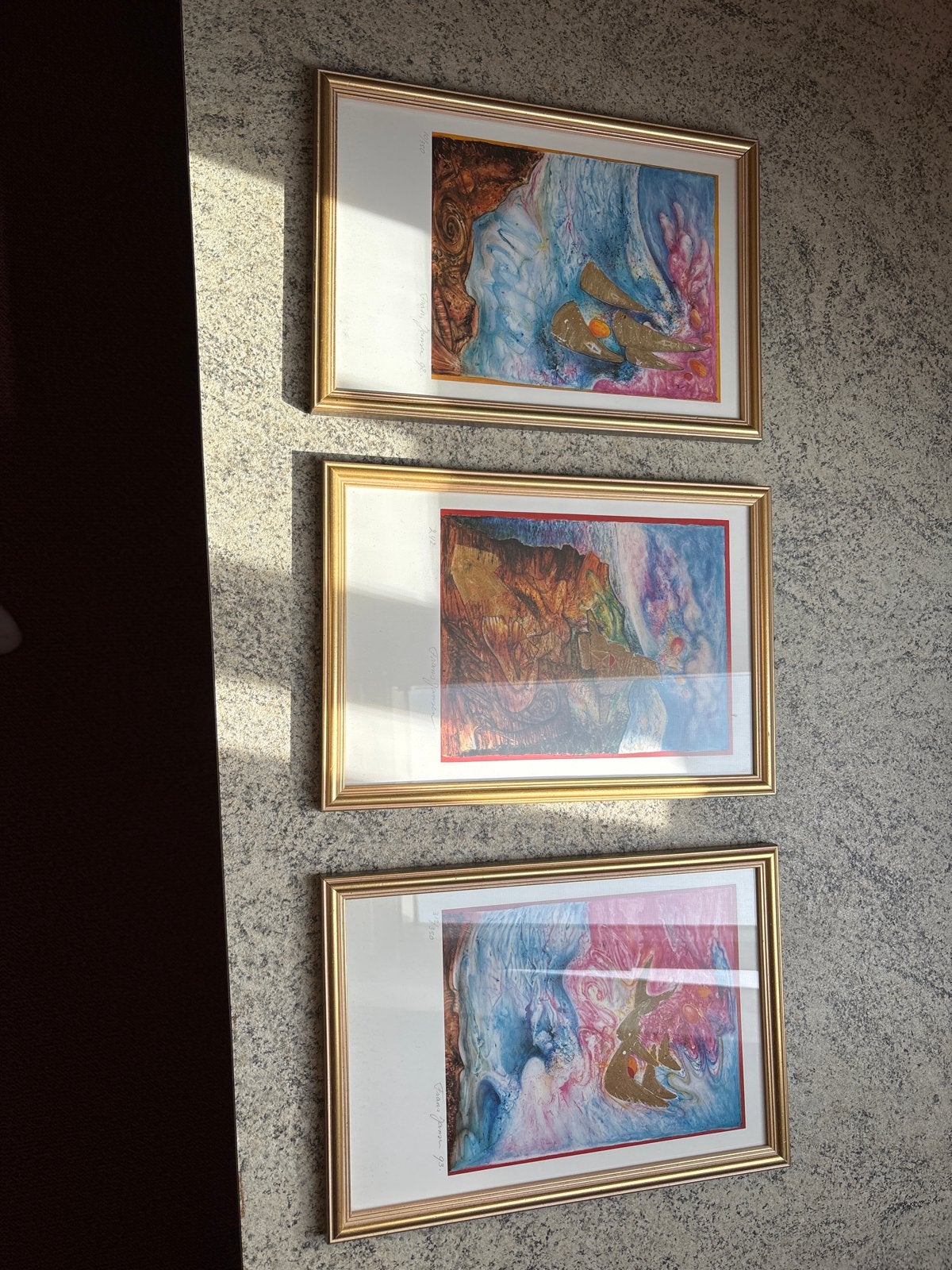 Set van 3 ingelijste abstracte kunstwerken Frans Jansen, Antiek en Kunst, Ophalen