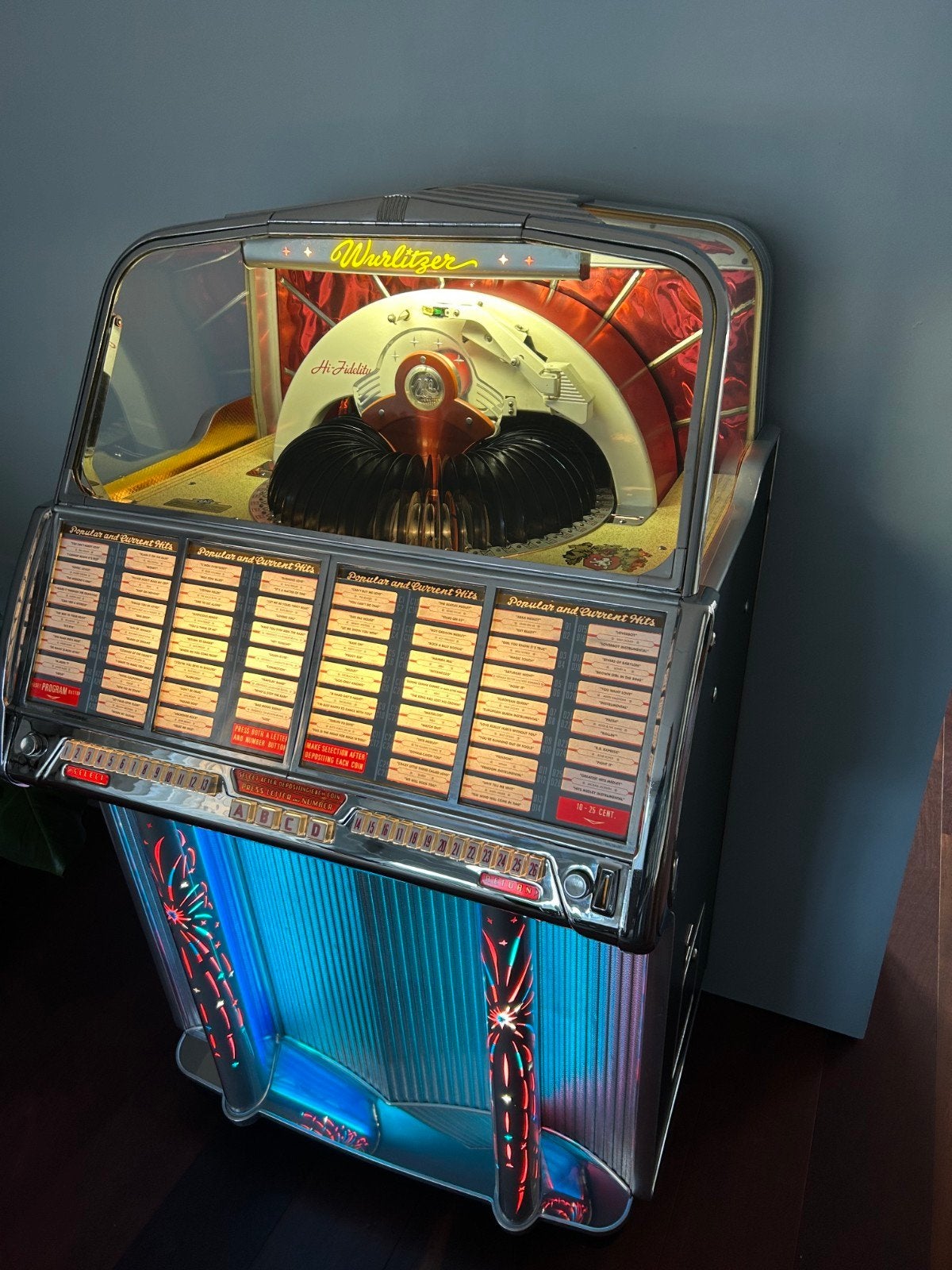 wurlitzer 1800 1955, Verzamelen, Automaten | Jukeboxen, Ophalen, Zo goed als nieuw, Wurlitzer, Met singles