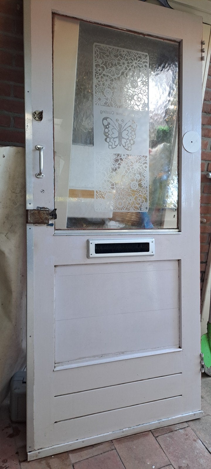 Houten deur met glas GRATIS, Doe-het-zelf en Verbouw, Deuren en Horren, Ophalen, Gebruikt, Binnendeur, Glas
