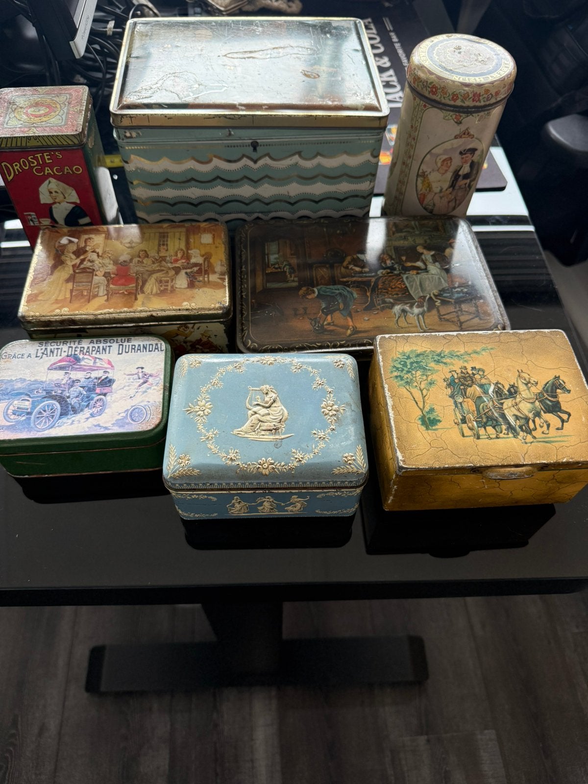 8 oude vintage blikken – Droste – reclameblikken – brocante, Verzamelen, Ophalen of Verzenden, Zo goed als nieuw, Overige, Overige merken