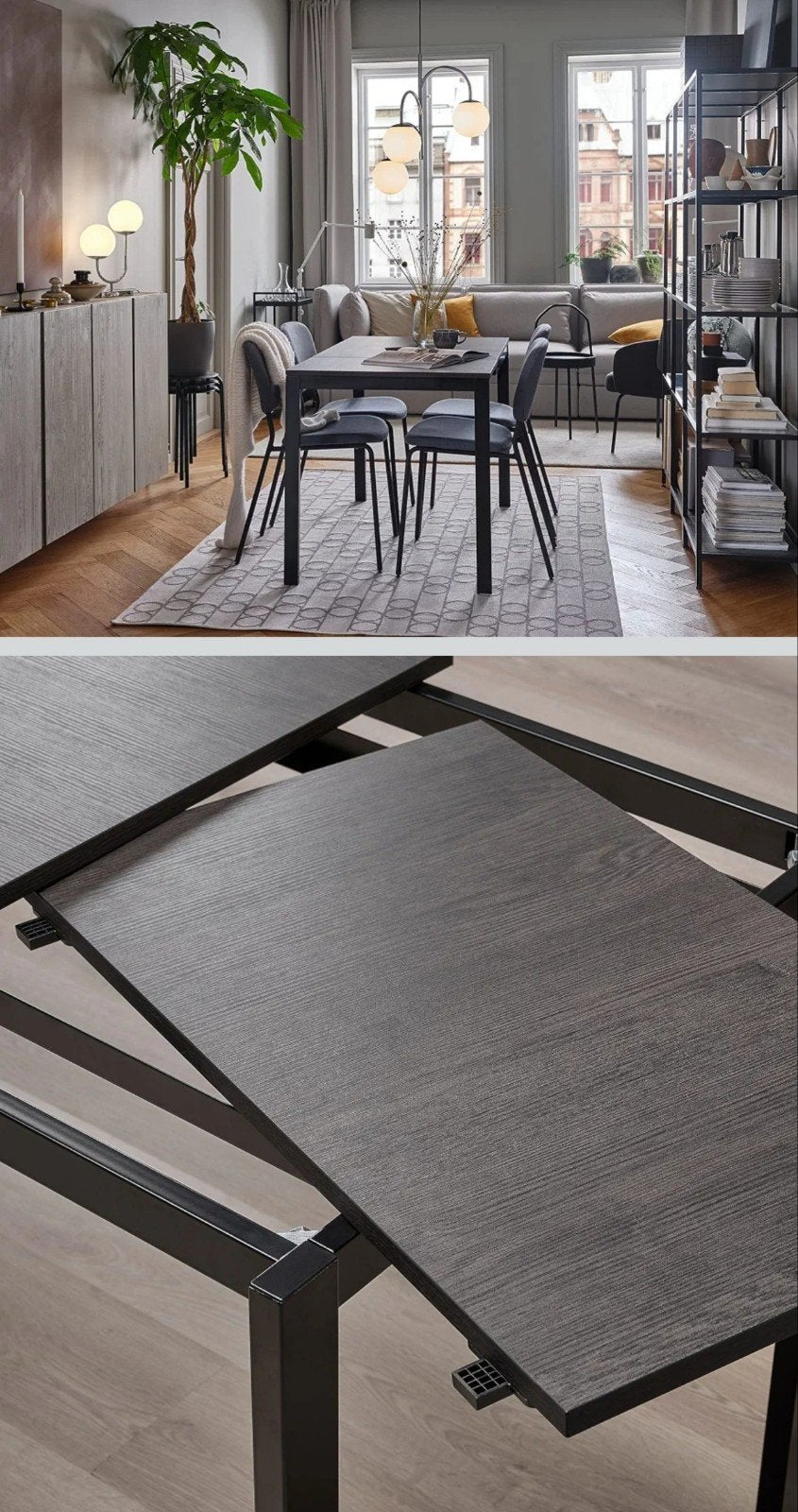 IKEA Vangsta Extendable Table 80/120 x 70 cm, Black/Dark Bro, 50 tot 100 cm, Vierkant, Nieuw, 50 tot 100 cm