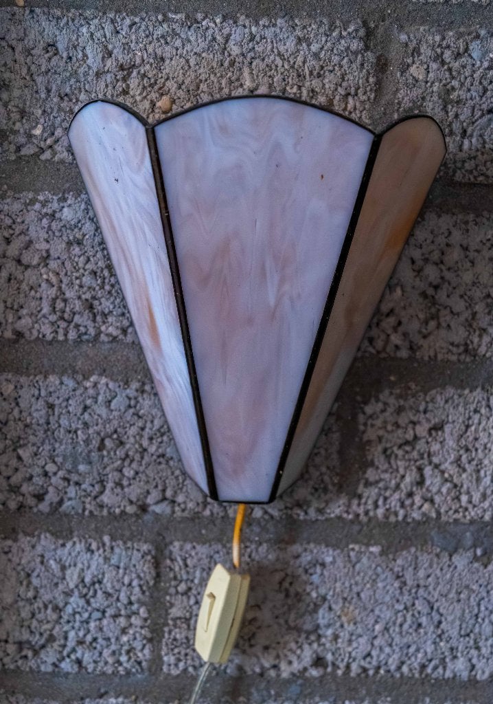 Set van twee vintage Tiffany stijl wandlampen, Huis en Inrichting, Ophalen, Met snoer/stekker, Gebruikt, Roze