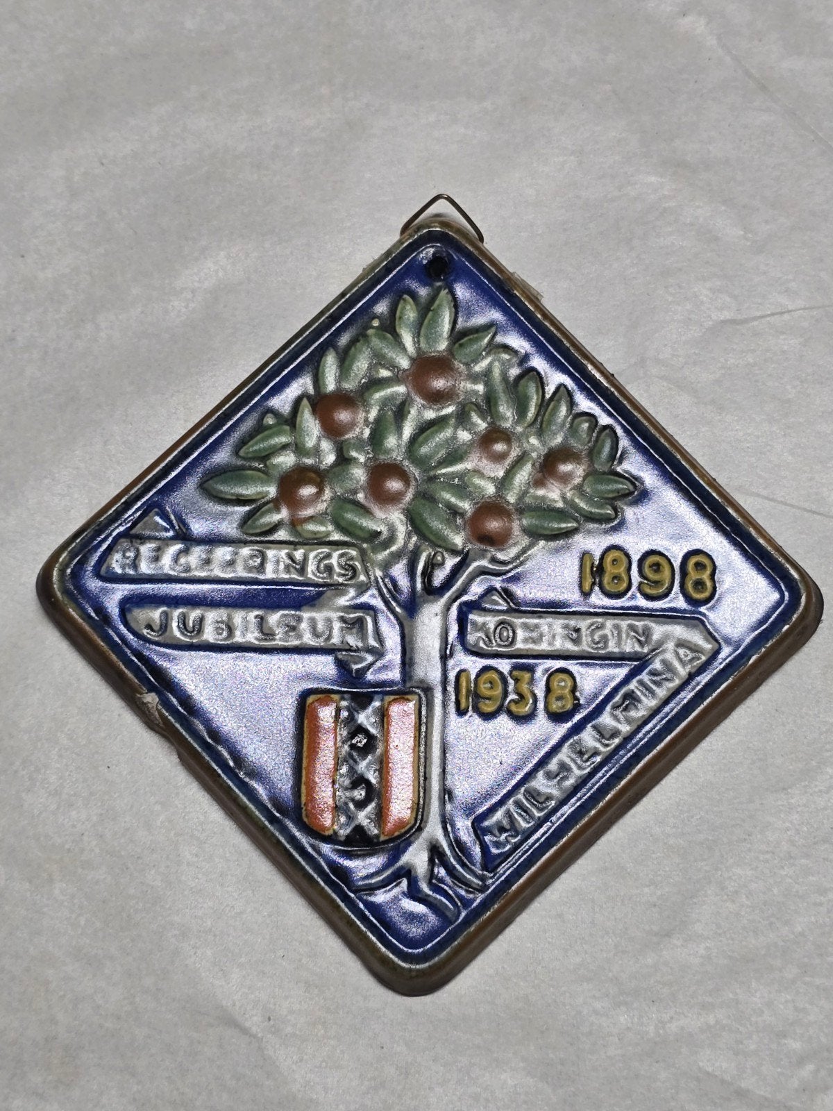 Tegel Wilhelmina Regeringsjubileum 1898-1938 Goedewaagen, Ophalen of Verzenden